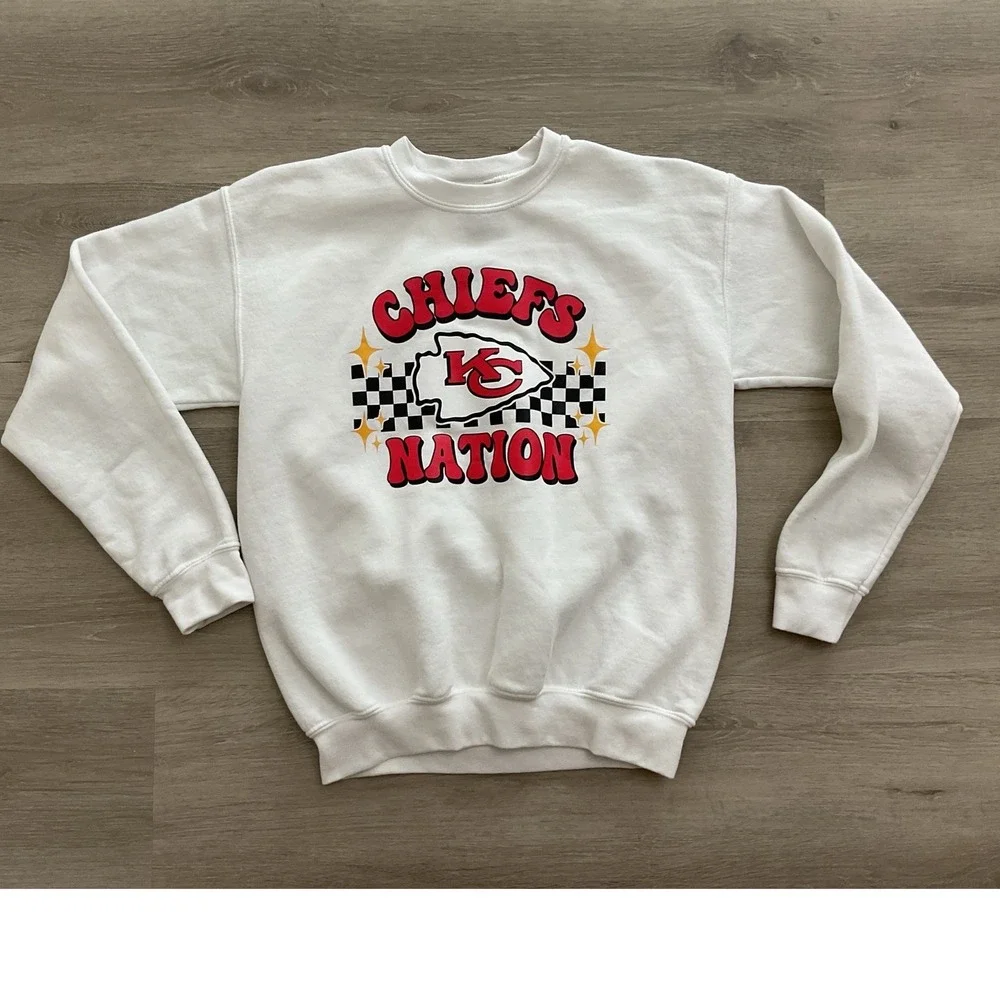 Gildan Kids Kansas City Chiefs Nation White Graphic Pullover Sweatshirt Large‎ L